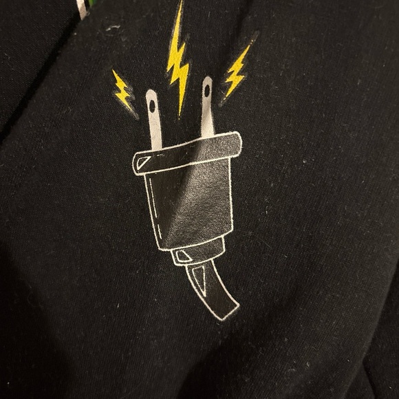 Civilized Graphic Black Zip Up Hoodie Patches & Decals Gold Zipper Sweatshirt - Picture 7 of 9